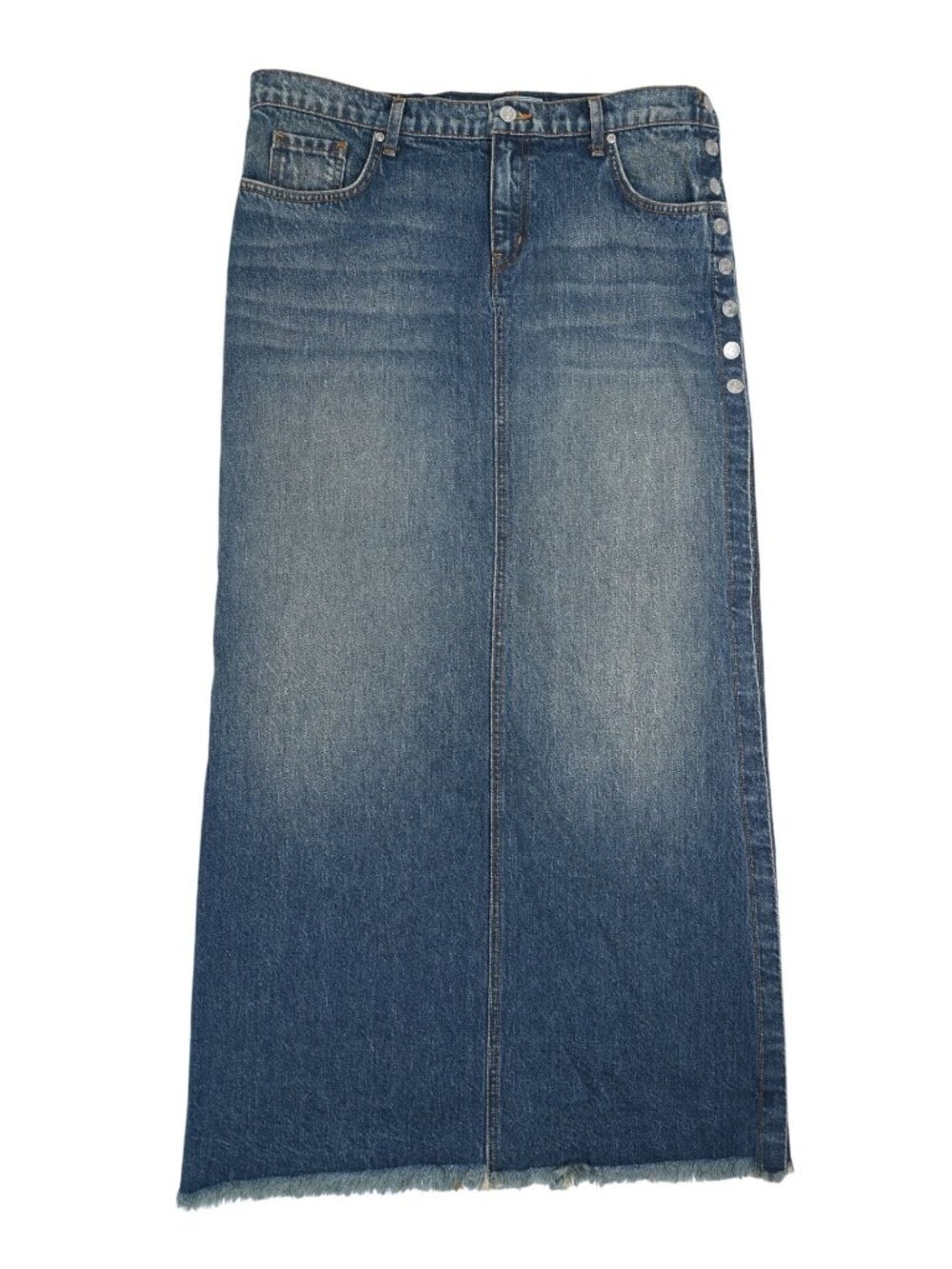 Revice Extra Long Denim Skirt in Blue